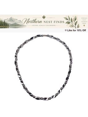 Magnetic Hematite Necklace Natural Stone Therapy for Neck Shoulder Relaxation